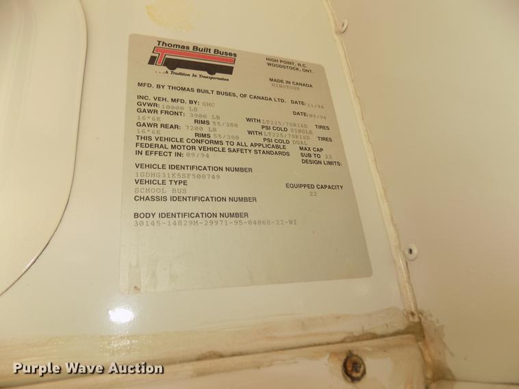 image for item DD2779 1995 GMC G3500 Vandura school bus