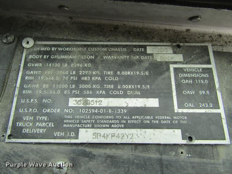 image for item DF3767 2003 Workhorse box truck