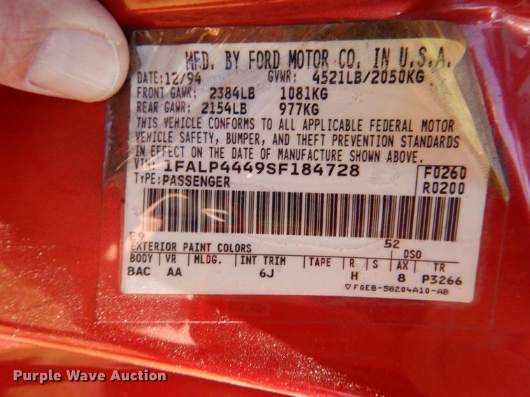 image for item DK9890 1995 Ford Mustang convertible