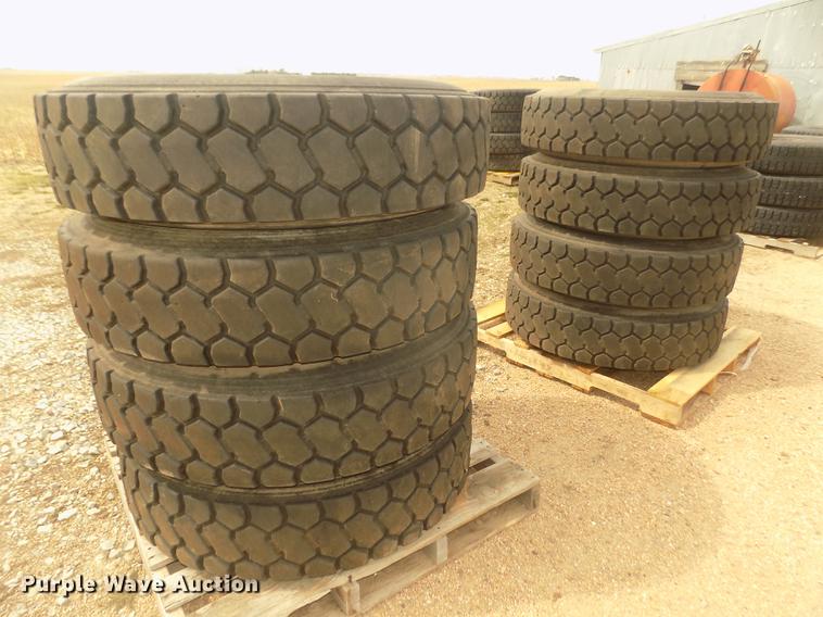 image for item DO9009 (8) Bridgestone R195 11R22.5 tires and wheels