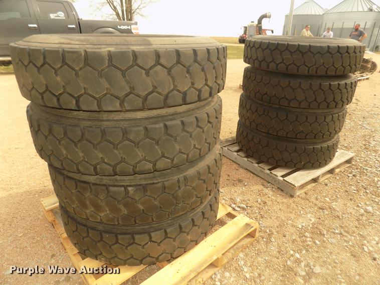 image for item DO9009 (8) Bridgestone R195 11R22.5 tires and wheels