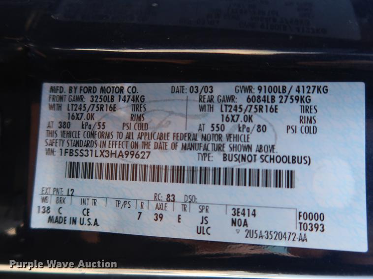 image for item EP9303 2003 Ford E350 Extended van