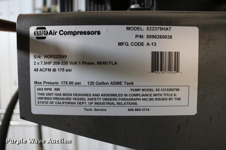 image for item EW9167 Napa air compressor