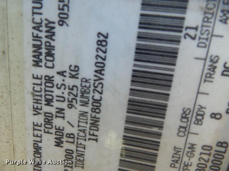 image for item DB7150 1995 Ford F800 utility bed truck with crane