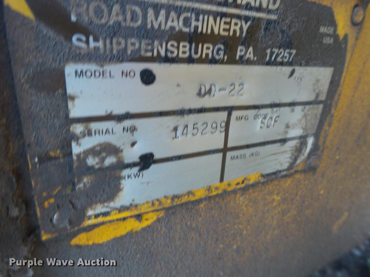 image for item DB7174 1996 Ingersoll Rand DD22 double drum vibratory roller