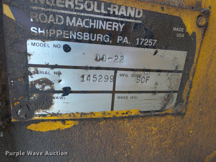 image for item DB7174 1996 Ingersoll Rand DD22 double drum vibratory roller