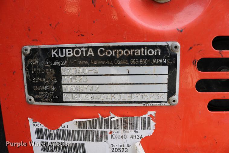 image for item DC7633 2013 Kubota KX040-4 mini excavator