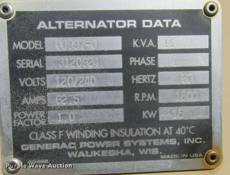 image for item DD2710 1998 Generac 00997-0 generator