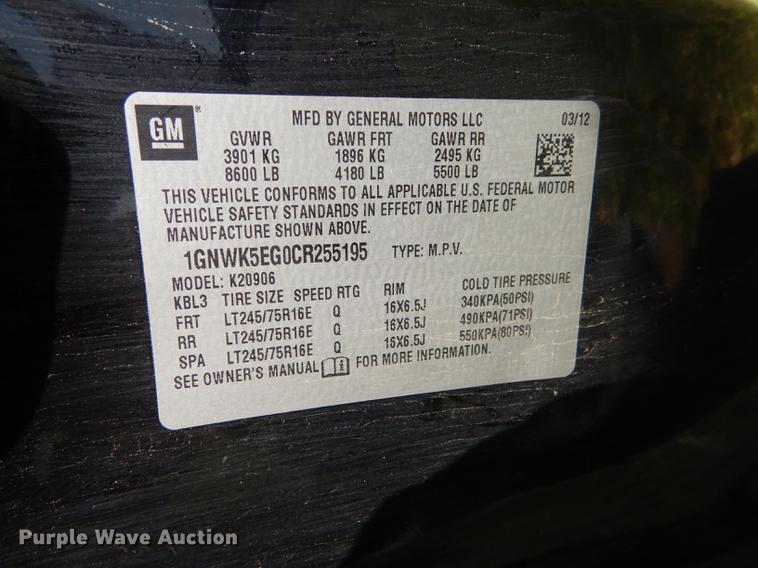 image for item DC0465 2012 Chevrolet Suburban 2500 SUV