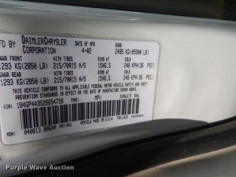 image for item DC0495 2002 Dodge Grand Caravan Sport van