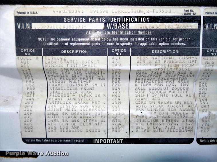 image for item DC7340 1999 GMC C8500 applicator truck