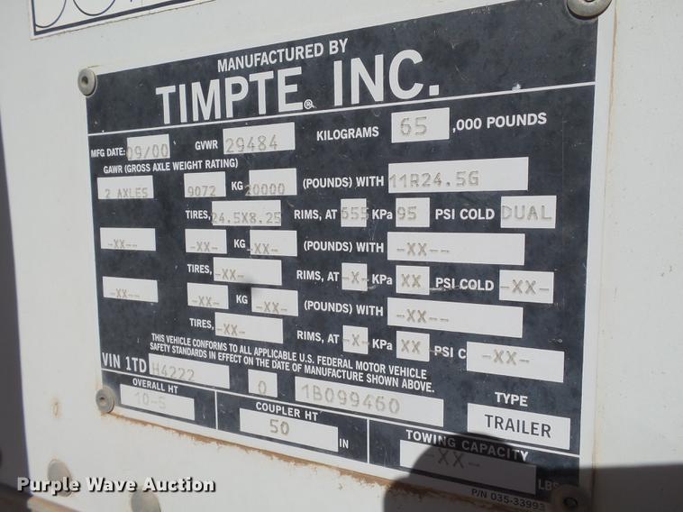 image for item DD1204 2001 Timpte double hopper bottom grain trailer