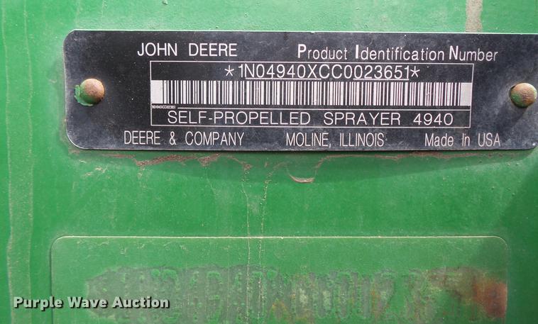 image for item DW9660 2013 John Deere 4940 sprayer