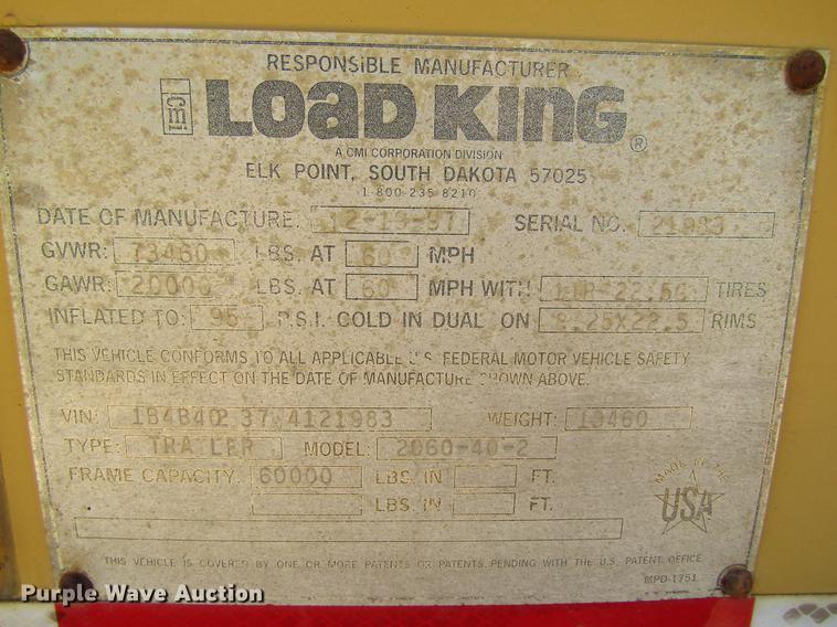image for item DC4276 1998 Load King 2060-40-2 bottom dump trailer