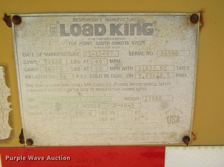 image for item DC4278 1997 Load King 2060-40-2 bottom dump trailer