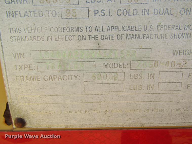 image for item DC4278 1997 Load King 2060-40-2 bottom dump trailer