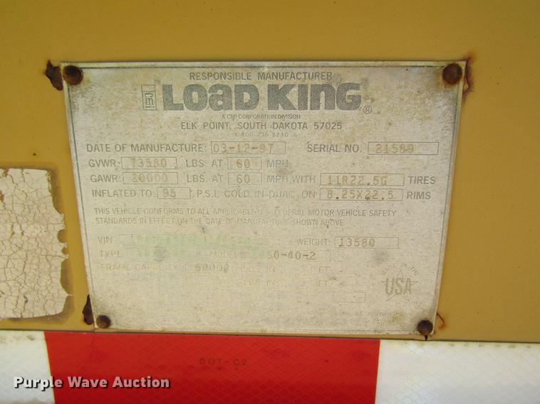image for item DC4278 1997 Load King 2060-40-2 bottom dump trailer