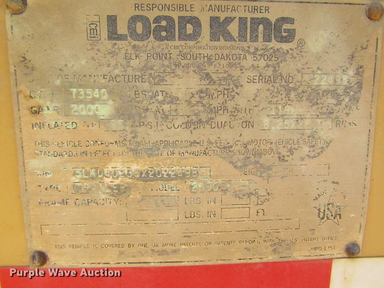 image for item DC4280 1999 Load King 2060-40-2 bottom dump trailer