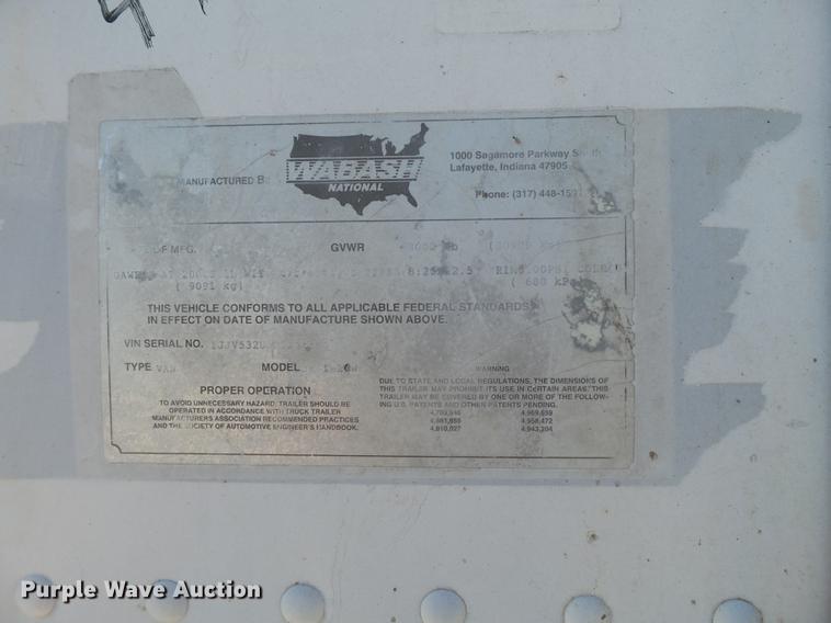 image for item DD1197 1994 Wabash SA-182CW dry van trailer