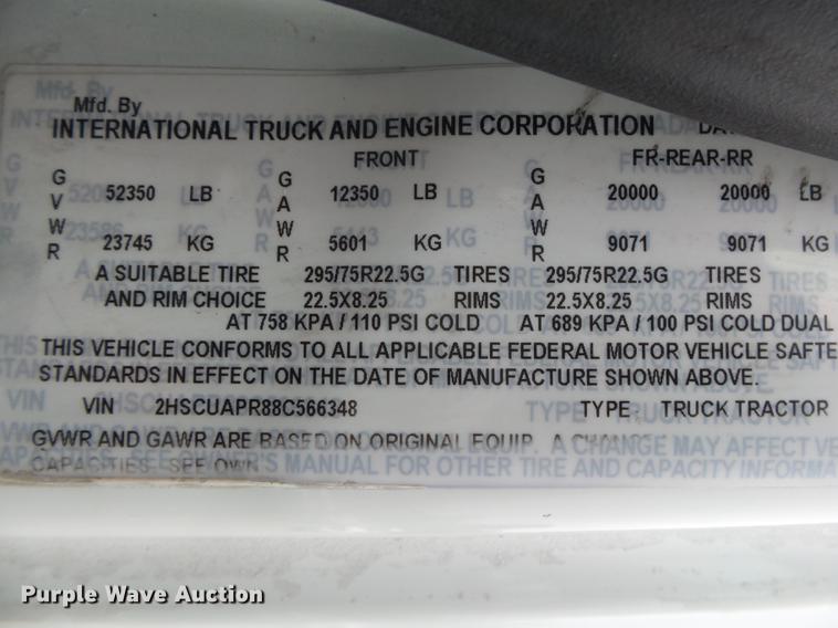 image for item DE3646 2008 International ProStar Premium semi truck