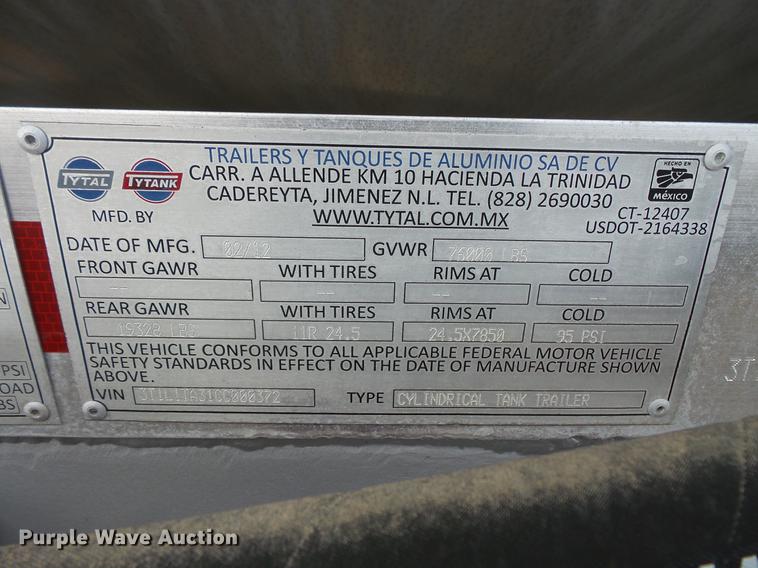 image for item DW9703 2012 TyTal tank trailer