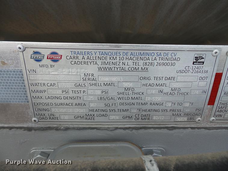 image for item DW9703 2012 TyTal tank trailer