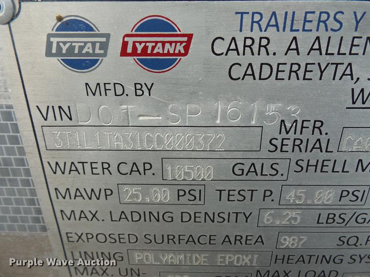 image for item DW9703 2012 TyTal tank trailer