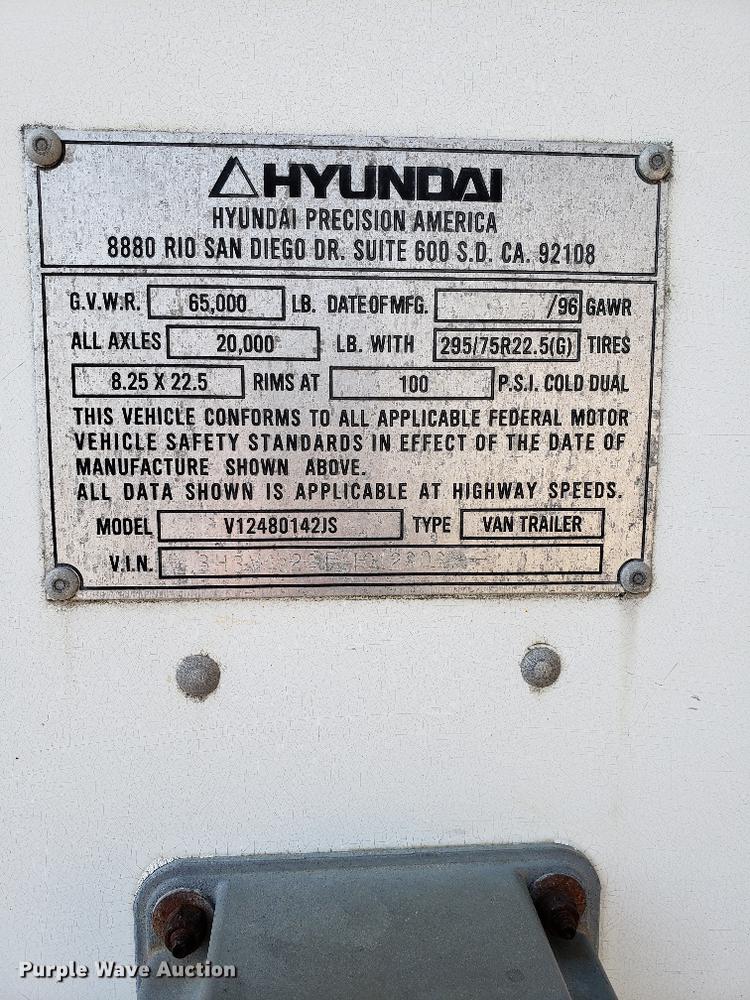 image for item G1130 1997 Hyundai dry van trailer