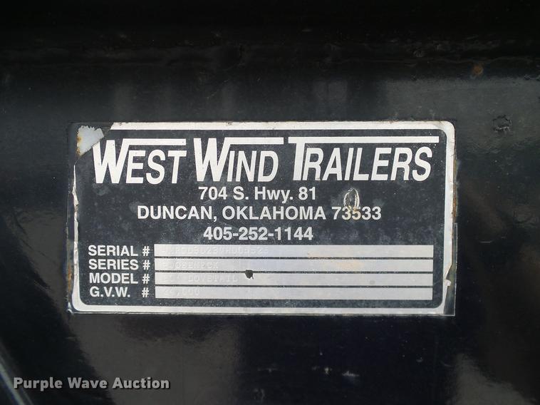 image for item DB5227 1997 West Wind Trailers equipment trailer