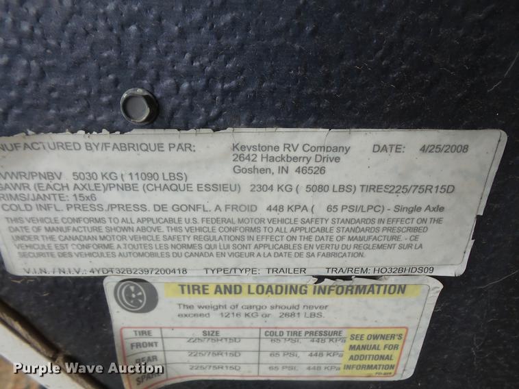 image for item DB6142 2009 Keystone Hornet camper