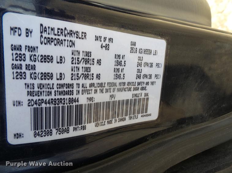 image for item DB6180 2003 Dodge Grand Caravan van