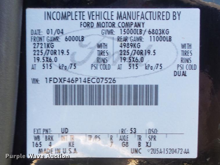 image for item DC7307 2004 Ford F450 Super Duty XL dump truck