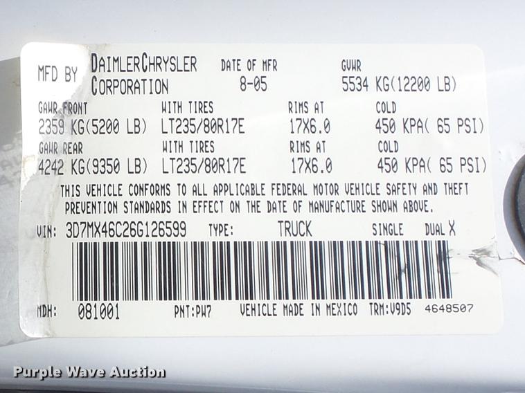 image for item DC7323 2006 Dodge Ram 3500 bale bed pickup truck