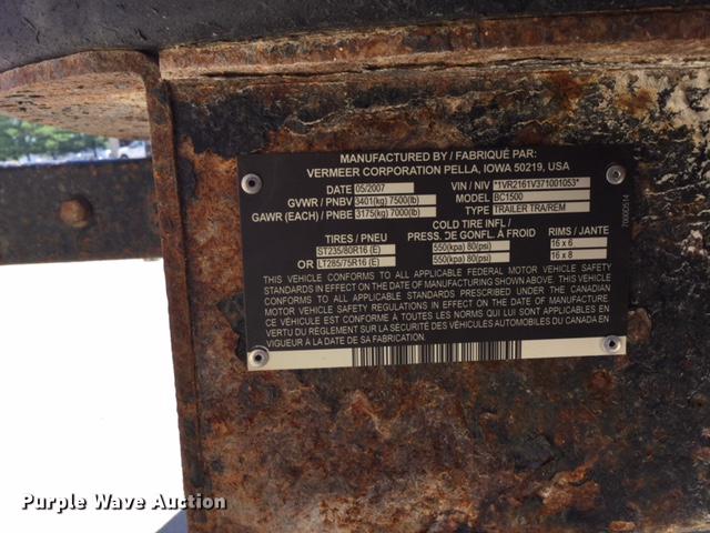 image for item DD2700 2007 Vermeer BC1500 wood chipper