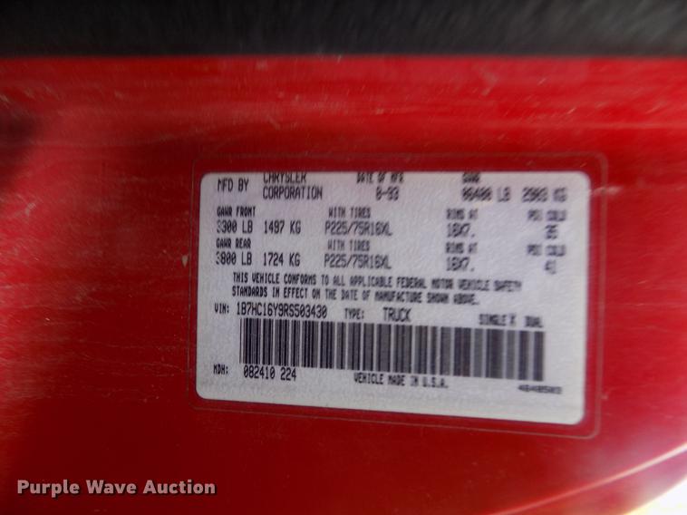 image for item DD2765 1994 Dodge Ram 1500 Laramie SLT pickup truck