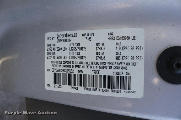 image for item DD4197 2006 Dodge Ram 2500 Quad Cab pickup truck