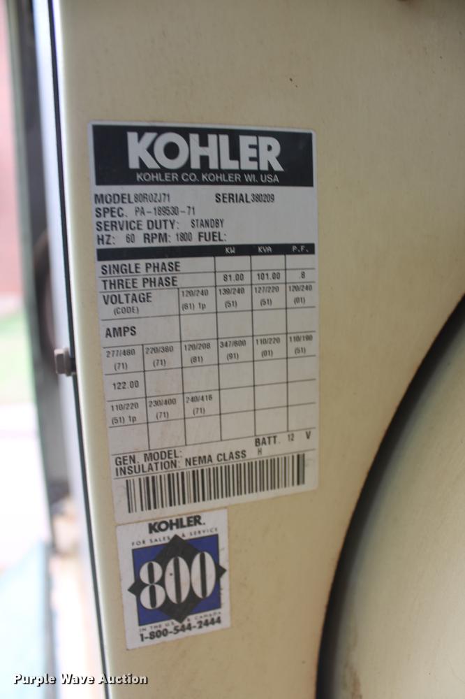 image for item DD4965 Kohler 80R0ZJ generator