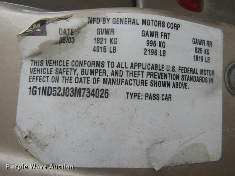 image for item DD7447 2003 Chevrolet Malibu