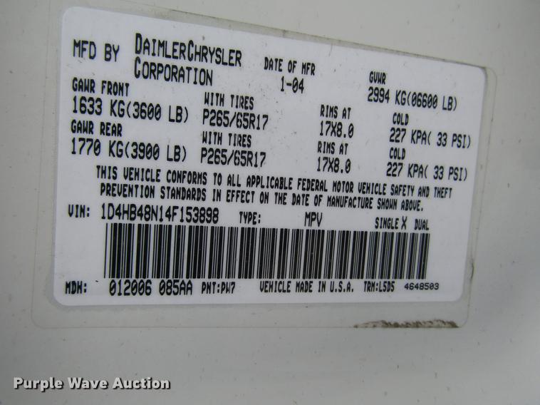 image for item DD7448 2004 Dodge Durango SLT SUV