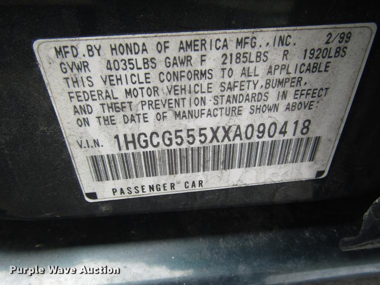 image for item DD7449 1999 Honda Accord