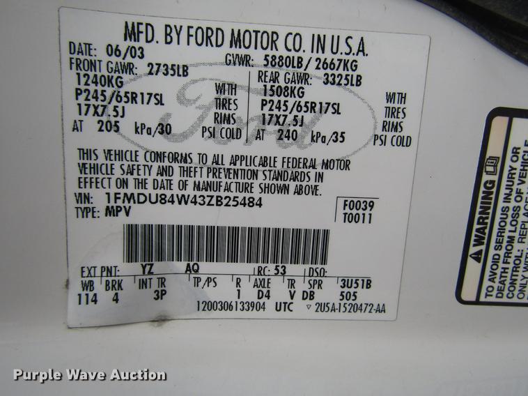 image for item DD7456 2003 Ford Explorer Eddie Bauer SUV