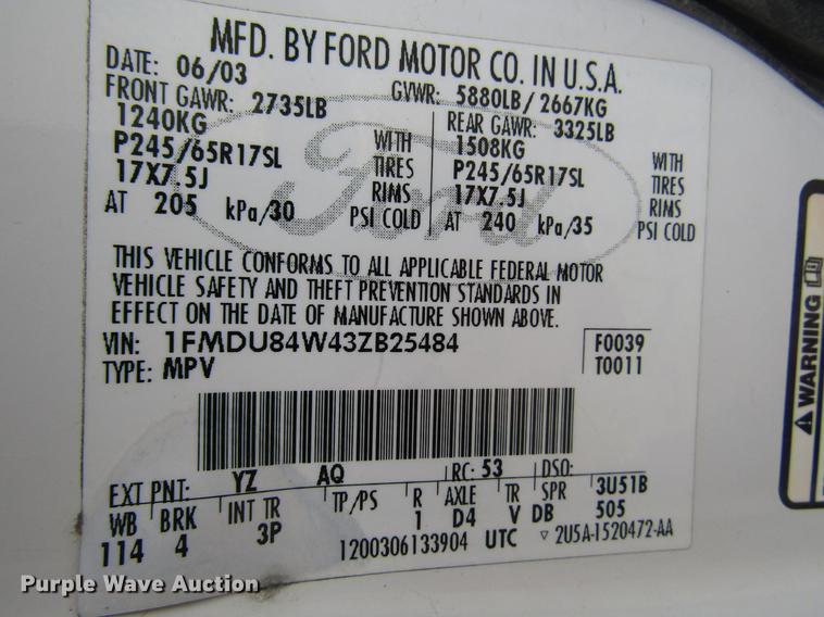 image for item DD7456 2003 Ford Explorer Eddie Bauer SUV