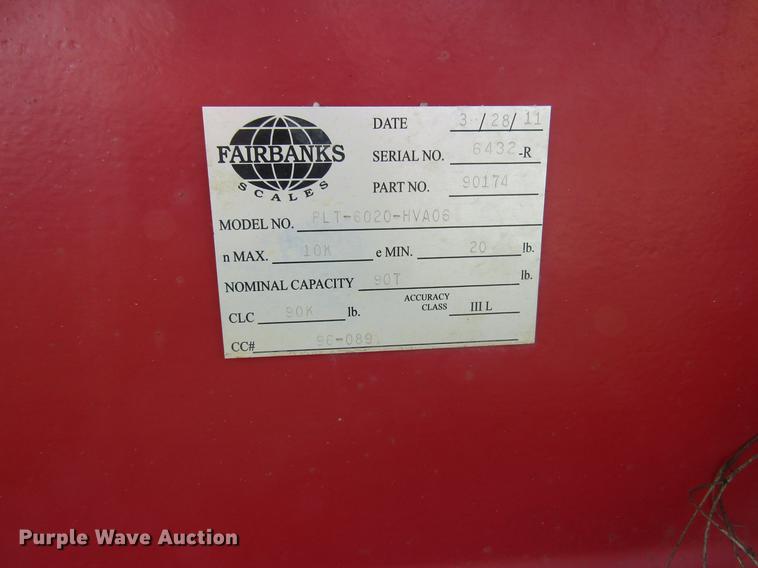 image for item DD7462 2011 Fairbanks PLT-6020-HVA06 truck scale
