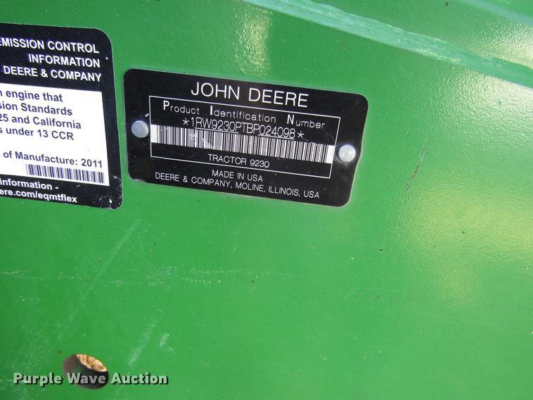 image for item DD8767 2011 John Deere 9230 tractor