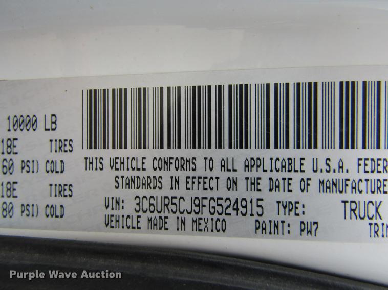 image for item DE6762 2015 Dodge Ram 2500HD Quad Cab pickup truck