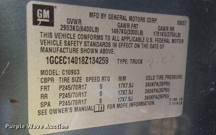 image for item DP9535 2008 Chevrolet Silverado 1500 pickup truck