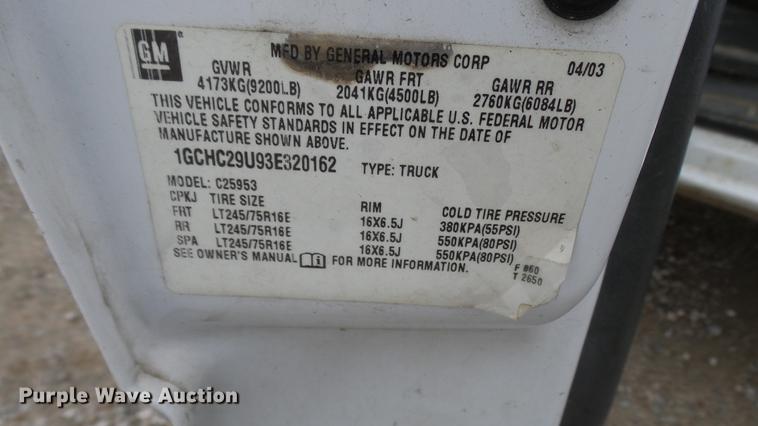 image for item DP9538 2003 Chevrolet Silverado 2500HD Ext. Cab pickup truck