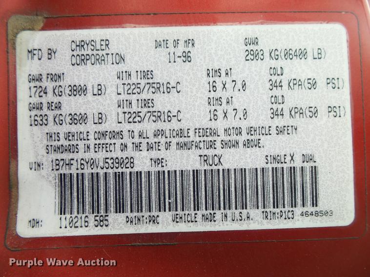 image for item DS9535 1997 Dodge Ram 1500 Laramie SLT pickup truck