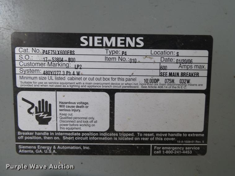 image for item DS9546 Siemens electric control panel