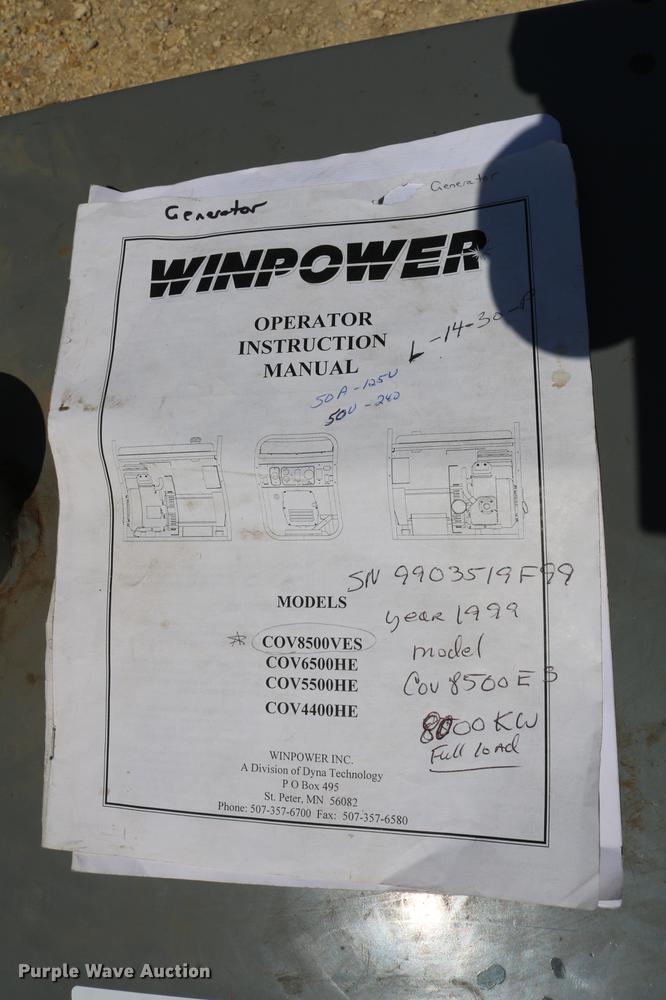 image for item EW9234 1999 Wind Power C0V8500VES generator